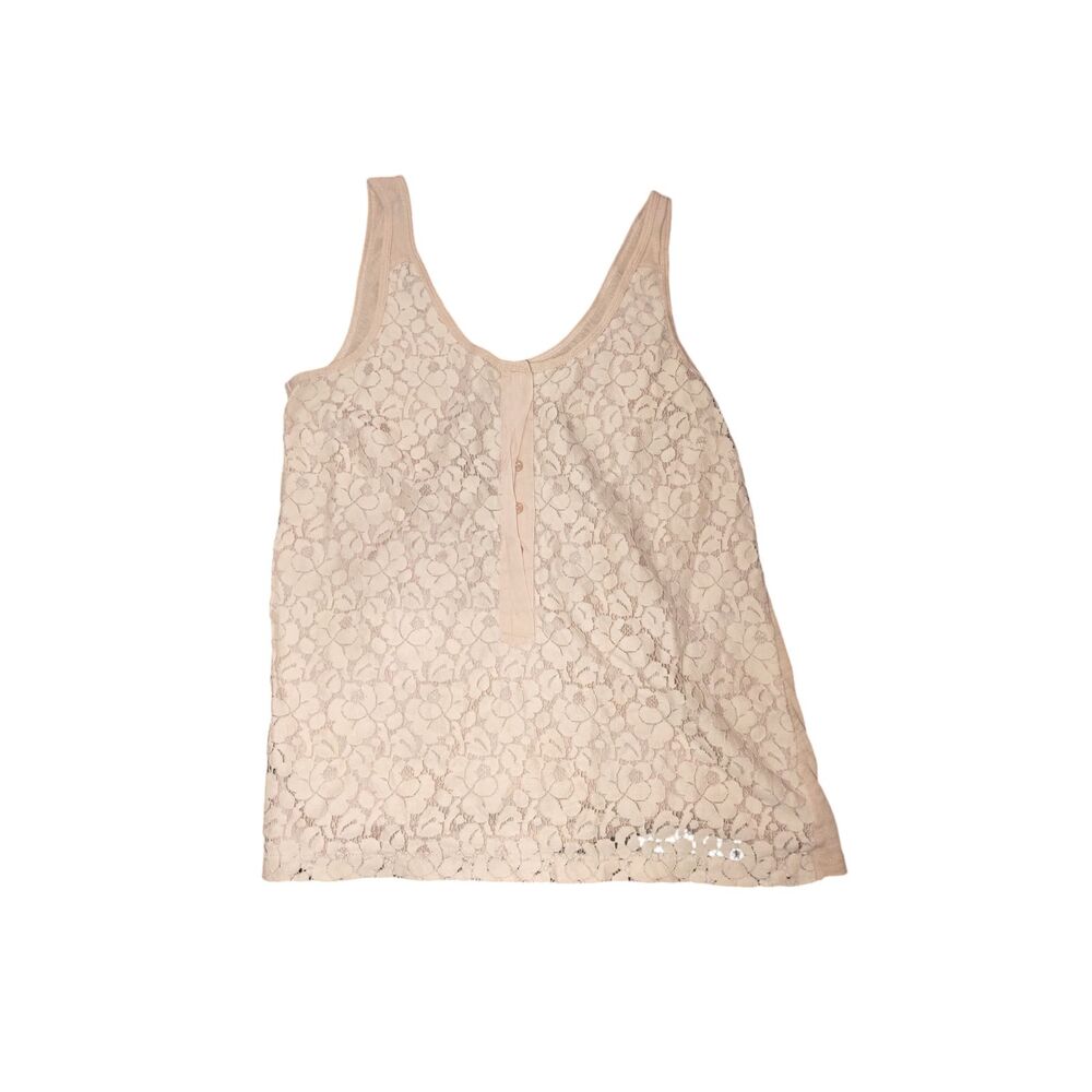 J.Crew Womens XXS Pink Lace Tank Top Sleeveless Button Front‎ Romantic Coquette